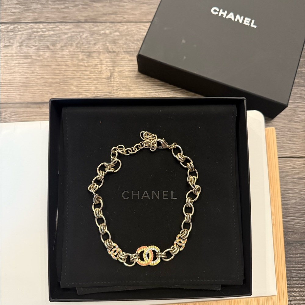 Chanel Statement Multi Colored Crystal Cc Choker … - image 6